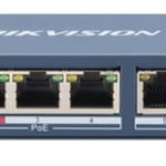 Switch POE+ Hikvision DS-3E0106HP-E, 3 Puertos 100MBPS 802.3 AF/ AT(30 W) + 1 Puerto 100MBPS HI-POE (60 W)/ 2XUPLINK/ 250M POE Larga Distancia