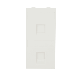 Placa Plana de Voz y Datos con Guardapolvo Para 2 RJ45 Simon SM-FP-2-KEY/2 Puertos Para Jacks Keystone/Compatible con Cajas de Pavimento SM-CPAV-2 y SM-CPAV-4/Modelo S76B/9/Color Blanco