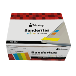 Caja con 10 Estuches de Banderitas Nextep NE-052 de 4 Colores Neón/200 Piezas por Cada Estuche