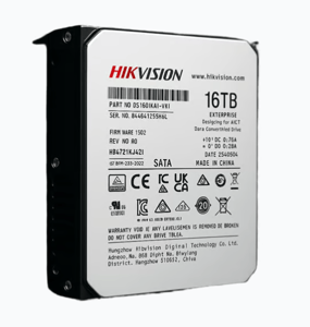 Disco Duro Interno Hikvision 16TB Para Videovigilancia Y Almacenamiento Empresarial 3.5" SATA III 7200 RPM DS160HKAI-VX1
