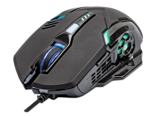 Mouse Gamer Optico Ergonomico Manhattan 179256 Alambrico/ USB/ 3200DPI/ Color Negro