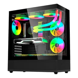 Gabinete Balam Rush BR-938723 Tank Super 9200 TB Midi-Tower / Con Ventana / Sin Fuente / RGB / USB 3.0/2.0 / 3 Ventiladores RGB Instalados / Negro / ATX