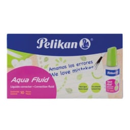 Caja Con 10 Piezas de Correctores Pelikan Aqua Fluid de Base de Agua / Con 20 ml / 01590000