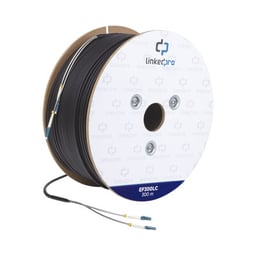 Carrete de 300 Metros Fibra Optica Monomodo con Conectores LC-LC Duplex, Reforzada con Kevlar, EF-300-LC