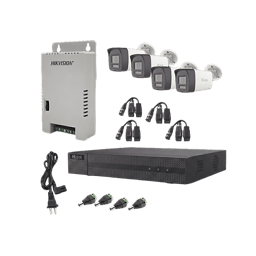 Kit de Videovigilancia Hilook HL-2080P-4B-TWA, Audio Bidireccional TURBOHD 1080P/DVR Metalico 4 Canales/4 Camaras Bala (Exterior) Con Bocina y Microfono Integrado/1 Fuente de Poder/Accesorios