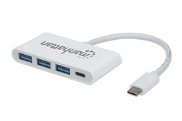Hub de 3 Puertos USB 3.2 Gen Manhattan 163552, Interface USB-C, y Un Puerto de Alimentacion Tipo C Hembra