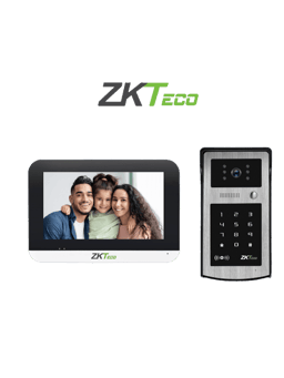 Kit de Videoportero IP ZKTECO VK07-B53L KIT/Monitor Color de 7"/Frente de Calle IP55/Camara 1080P/POE/Apertura Con Tarjetas ID 125KHZ/Contraseña/Excelente Vision Nocturna
