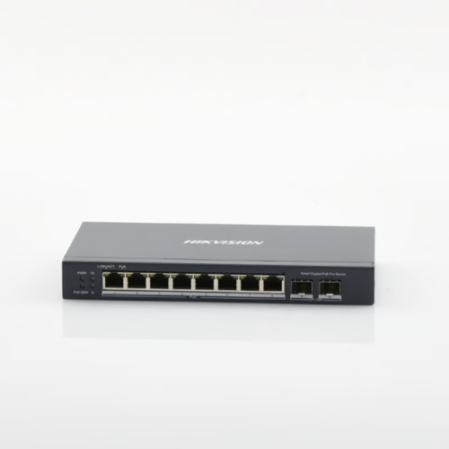Switch Gigabit de 8 Puertos 10/100/1000 MBPS POE+ Hikvision DS-3E1510P-SI 2 Puertos SFP/ Configuracion Remota Desde Hik-PartnerPro/ POE Hasta 250 Metros/ 110 W