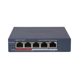 Switch POE+ Hikvision DS-3E1105P-EI/M 4 Puertos 10/100 MBPS POE+/1 Puerto 10/100 MBPS UPLINK/Administrable/Configuracion Nube Hik-Partnerpro/Modo Extendido Hasta 300M/45 W