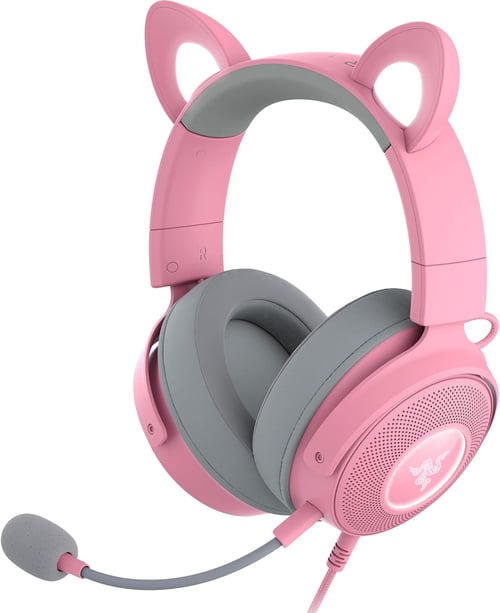 Diadema Gamer Con Microfono Razer Kraken Kitty V2 Pro/ Alambrico/ 2M/ RGB/ USB/ Color Rosa-Gris, RZ04-04510200-R3U1