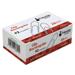 Paquete De 10 Cajas De Clips Rectangular Nextep NE-041B De #2 28MM / Niquelado / Con 100 Clips Cada Caja