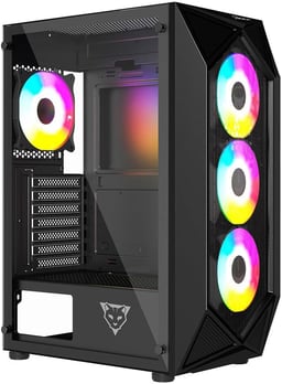 Gabinete Ocelot Gaming Polygon-E5 / Espacio Para 8 Ventiladores De 120mm / Soporta GPU 295mm / Cristal Templado Frontal-Lateral / ATX / Color Negro