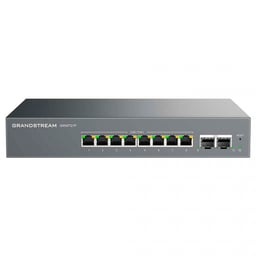 Switch Gigabit Grandstream GWN7721P de 8 Puertos/Administrable/2 Puertos SFP+ 10 Gigabits/PoE+ 802.3af/at/VLAN 802.1Q/QoS/IGMP Snooping/Montaje en Escritorio o Pared