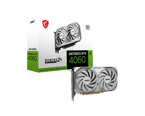 Tarjeta de Video MSI Nvidia Geforce RTX 4060 Ventus 2X White 8G OC / 8GB/ GDDR6/ 128BIT/ 2505MHZ/ HDMI/ PCI Express 4.0
