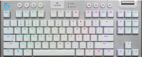 Teclado Mecanico Inalambrico Logitech G915 TKL RGB Lightspeed Gaming Blanco sinTeclado Numerico, 920-009660