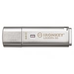 Memoria USB 64GB Kingston IKLP50/64GB, Locker+50, XTS-AES-USBTOCLOUD, color plata