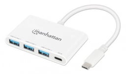 HUB USB-C MANHATTAN 168434 3X USB-A/1X USB-C/Color Blanco