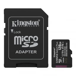 Memoria MicroSD 128GB Kingston Canvas Select Plus Clase 10 / UHS-I / U1 / U3 / Video Clase 10 / Con Adaptador / SDCS3/128GB