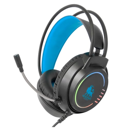 Diadema Audifono Con Microfono Necnon Alambrico Gamer 3.5MM/ LED/ Color Negro-Azul, NCAGKI03FL