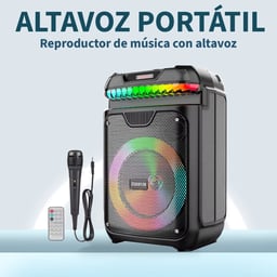 Bocina Portatil Inalambrica MC-8139 Con Bluetooth / USB / Negro / Con Un Woofer De 8" / 15W / 5000MAH / 5V / RGB
