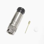Conector F Macho de Compresion Axial con Borne Negro Epcom TT11-F02 Para Instalar en Cable Coaxial RG-11, 75 OHM, Bronce-Niquelado