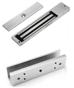 Paquete de Contrachapa Magnetica ZKTeco LM-2805 + LMB-280U/200KG a 12VDC/Señal NC/Incluye Soporte en U Para Colocacion en Puertas de Vidrio