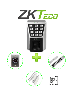 Control de Acceso Profesional de Huella ZKTECO MA500PAK/Tarjeta y Password/IP65/Incluye Contrachapa Magnetica LM2805 de 200KG/Soporte de Fijacion ZL/Boton de Salida/No Touch