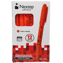 Caja C / 12 Piezas De Marcador Resaltador Nextep NE-084J Tipo Pluma Punta Cincel / Color Naranja