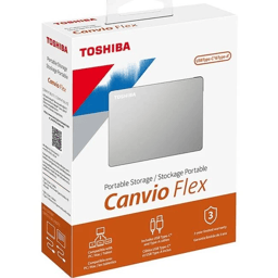Disco Duro Externo USB 3.2 Toshiba 2TB Canvio Flex 2.5", Plata, HDTX120XSCAA