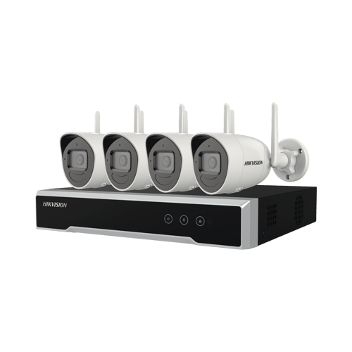 Kit IP Inalambrico Hikvision NK44W0H-1T (WD) (D)/ 4MP/ NVR 4 Canales/ 4 Cámaras Bala para Exterior/ 1HDD de 1 TB/ Modo Repetidor