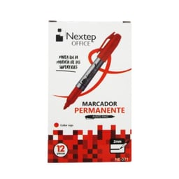 Caja con 12 Piezas de Marcadores Permanentes Nextep NE-071 de 2 mm/Punto Fino/Rojo