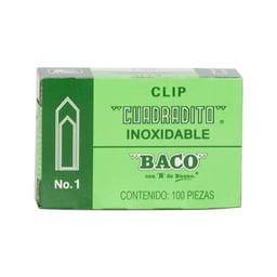 Paquete C/10 Cajas Clip Baco CL009 #1 Niquelado C/100 Clips c/u