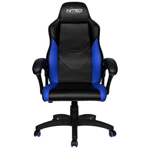 Silla Gamer Nitro Concepts NC-C100-BB Negro/ Azul, Hasta 120KG, Piel/ Nylon