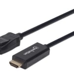 Cable Displayport a HDMI M-M de 1 Metro, 1080P Manhattan 152662 Color Negro