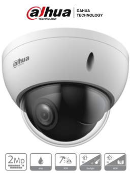 Camara PTZ Mini Domo Dahua DH-SD22204DBN-GC 2MP/4X De Zoom Otico/IP66/IK10/Starlight/HLC/30FPS/3DNR