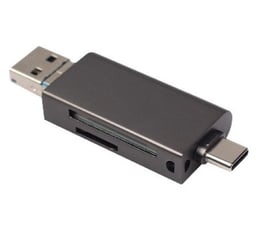 Lector de Tarjetas OTG SD/Micro-SD Brobotix 6006085 USB-A/USB-C/Negro