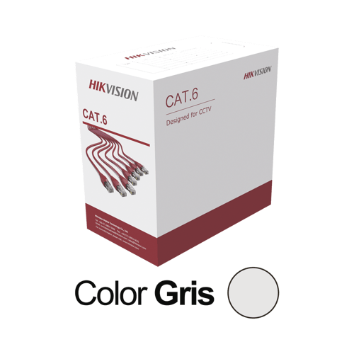 Bobina de Cable UTP CAT6 Hikvision DS-1LN6U-G 305 Metros, 3 AWG), Color Gris, PVC (CM), Uso en Interior, 100% Cobre
