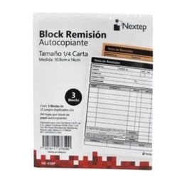 Paquete De 3 Blocks De Remisiones Nextep NE-038P Con Autocopiante / 1/4 Carta / De 22 Juegos Duplicados C/U