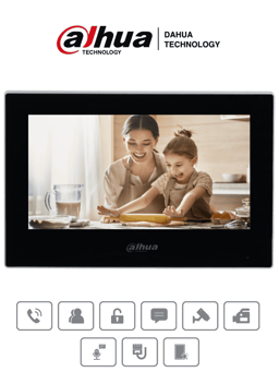 Monitor IP 7" Para Interior Touch Dahua DHI-VTH2621G-P/Soporta 4 Camaras y 4 Monitores/Modo No Molestar/6 Entradas/Salidas de Alarma/Compresion H.265
