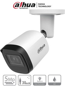Camara Bullet Dahua DH-HAC-B2A51N-U-0280B-S2 5MPX/Lente 2.8MM/Angulo de Vision 106°/IR de 30 MTS/IP67/Metalica/CVI/CVBS/AHD/TVI