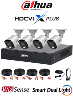 Kit de Vigilancia Dahua DHI-KIT/XVR1B04-I/T/4-B2A21N-U-IL-A-0280B/DVR 4 Canales/2MP/4 Cámaras/DVR Cooper-U WizSense con IA/Cámaras B2A21N-U-IL-A/Hasta 5 Canales IP Máx. 20MBPS/Soporta HDCVI, AHD, TVI y CVBS/Iluminador Dual Inteligente