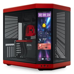 Gabinete Hyte Y70/Midi-Tower/Con Ventana/Sin Fuente/USB 3.0/Pantalla Tactil LCD Integrada de 14.9"/Touch/Negro-Rojo/ATX/CS-HYTE-Y70TTI-RB