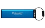 Memoria USB-C 64GB Kingston IKKP200C/64GB Ironkey Keypad 200C, USB Tipo C/IP68/Color Azul