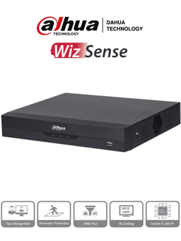 DVR 16 Canales Dahua DH-XVR5116HS-I3, 5 MPX/16 CH HDCVI +8 IP/Hasta 24 Canales IP/2 Canales de Reconocimiento Facial/H.265+/1 SATA/Proteccion Perimetral/Soporta CVI/AHD/TVI/CVBS e IP