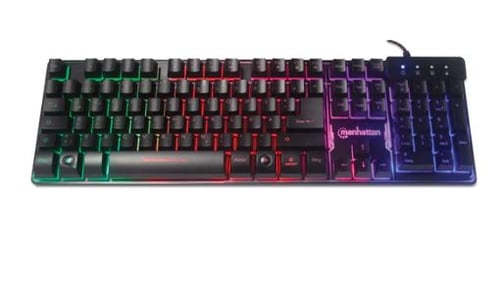 Teclado Gaming Manhattan 178457 USB Base Metalica Led Luces Multicolor