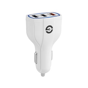 Cargador para Coche Getttech GCC-30FC-01 con 3 Puertos USB/de 10W/Blanco