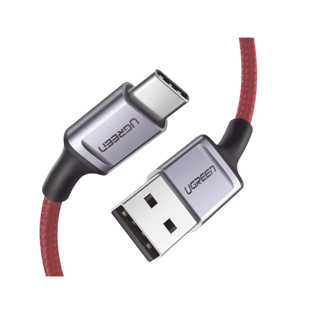 Cable USB-A A USB-C Ugreen 20527 1 Metro/Carga Rapida QC 4.0/3.0/2.0/480 MBPS/Caja de Aluminio/Nylon Trenzado/Color Rojo