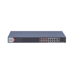Switch POE+ Hikvision DS-3E1318P-EI(B) 16 Puertos 10/100 MBPS POE+/2 Puertos 1000 MBPS Uplink/2 Puertos SFP de Uplink/Administrable/Hasta 300M/230 W