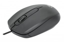 Mouse Alambrico MANHATTAN 190190 COMFORT II/Optico/1000DPI/USB-A/Color Negro