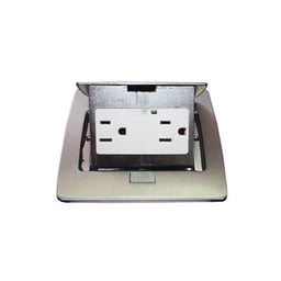 Mini caja de piso Thorsman rectangular en acero inoxidable con 2 contactos eléctricos, TH-MC-PC